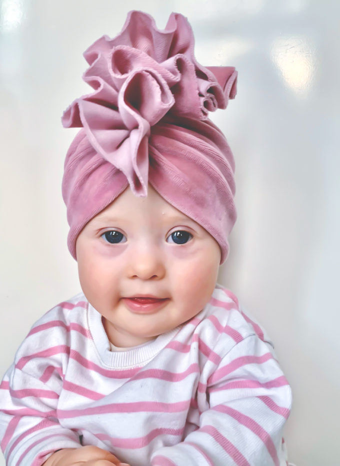 czapka turban dla dziewczynki różowa