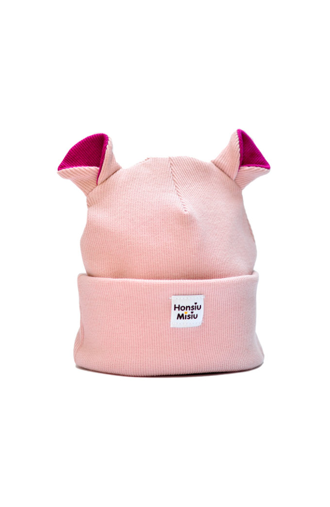 czapka z uszkami dla dziewczynki różowa