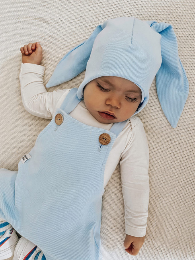 czapka dziecięca z uszami baby blue