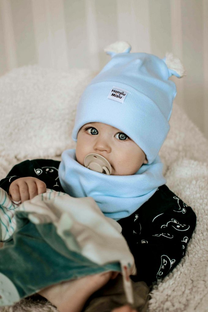 czapka prążkowana dla dzieci baby blue