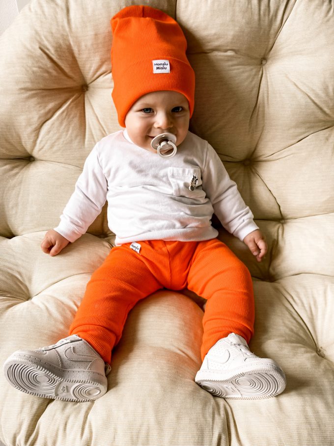 legginsy prążkowane dla niemowląt pomarańcz