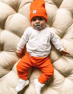 legginsy prążkowane niemowlęce pomarańczowe