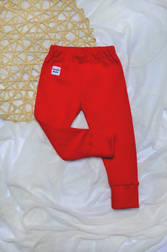 legginsy prążkowane dla niemowląt czerwone