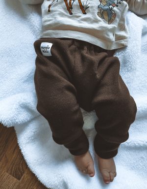 legginsy niemowlęce prążkowane czekoladowy brąz