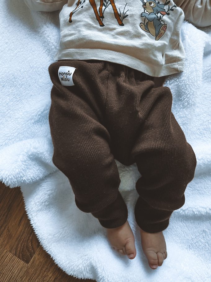 legginsy prążkowane dla niemowląt czekoladowy brąz