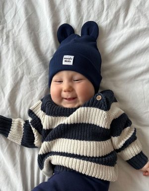czapka niemowleca z uszami grantowa