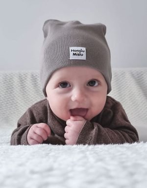 czapeczki dla niemowląt chłopców taupe