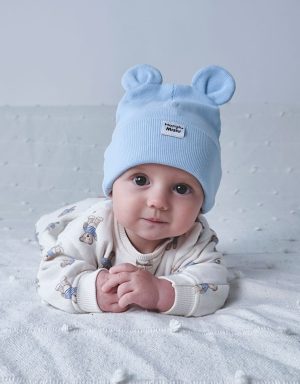 czapka dla niemowlaka z uszami błękitna