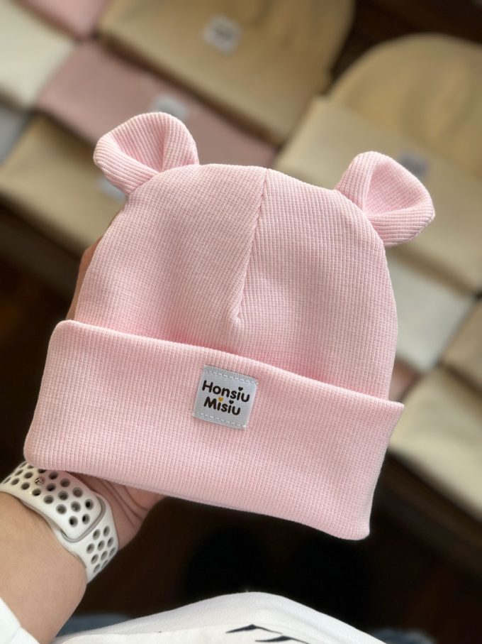 czapka z uszami dla dziewczynki różowa